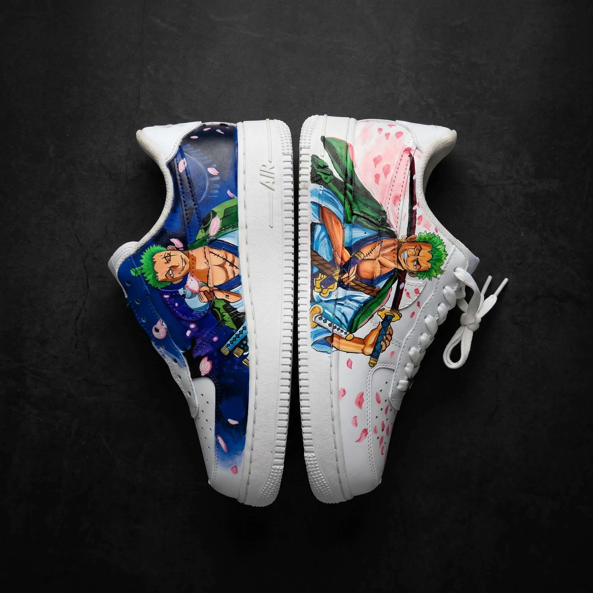 Custom Hand Painted Nike Air Force 1 Roronoa Zoro Sakura Storm