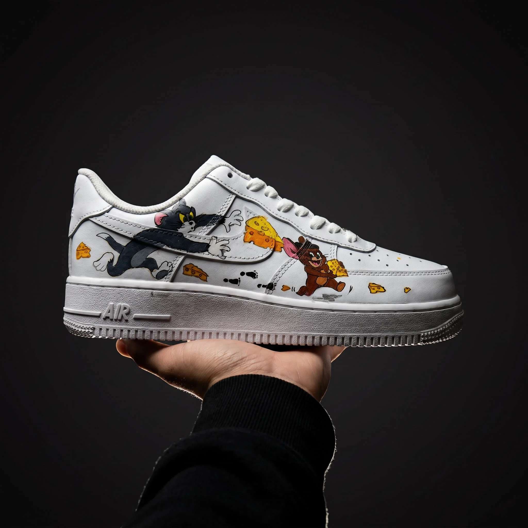 Custom Hand Painted Nike Air Force 1 Tom Jerry Cheese Heist